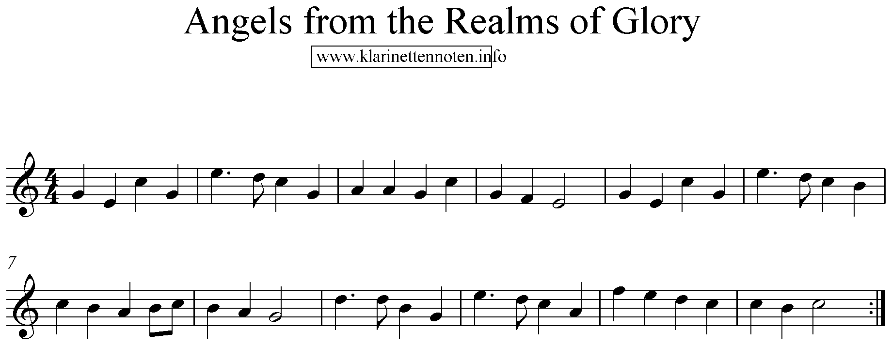 Freesheetmusic Angels from the Realms of Glory , C-Major